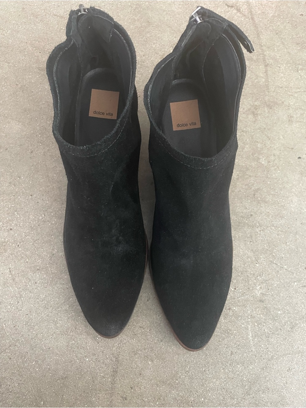 Dolce Vita Black Suede Pointed Ankle Booties with Side Zip size 10